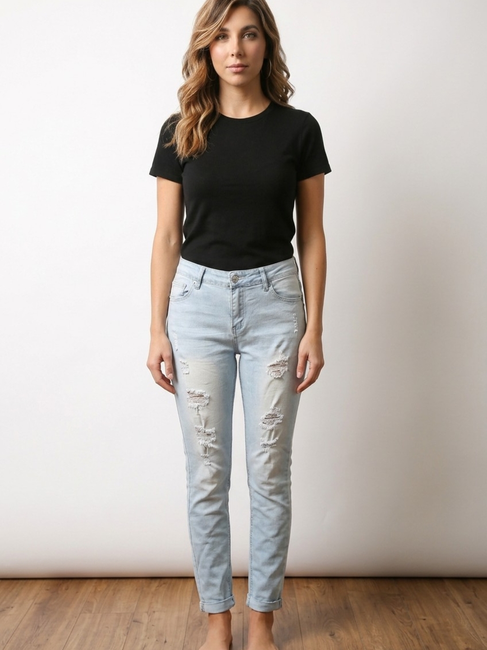Wax Jean Light Wash Distressed Skinny Jeans